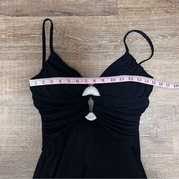 VINTAGE 90s Bari Jay Stretch Lux Evening Gown Size 5/6 Made in USA - Picture 9 of 12